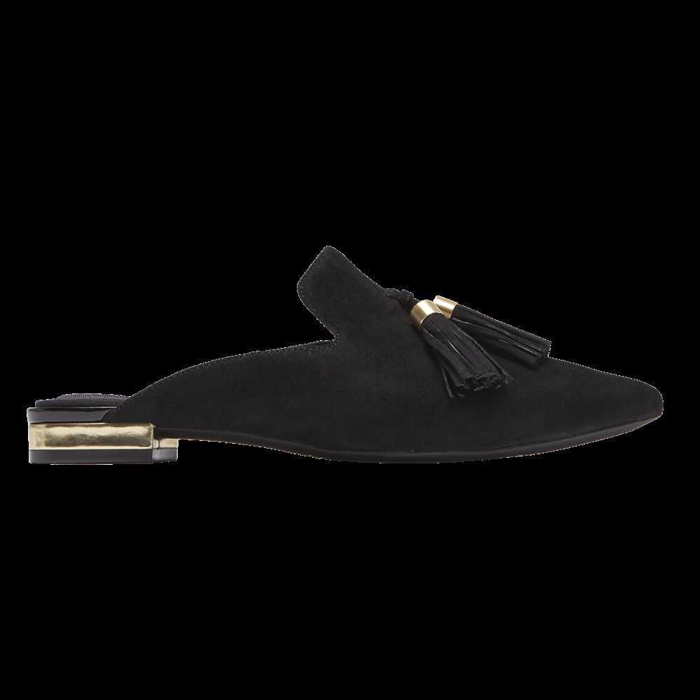 Rockport Womens Slides Black - Total Motion Adelyn Tassel - UK 913-UFGCMZ